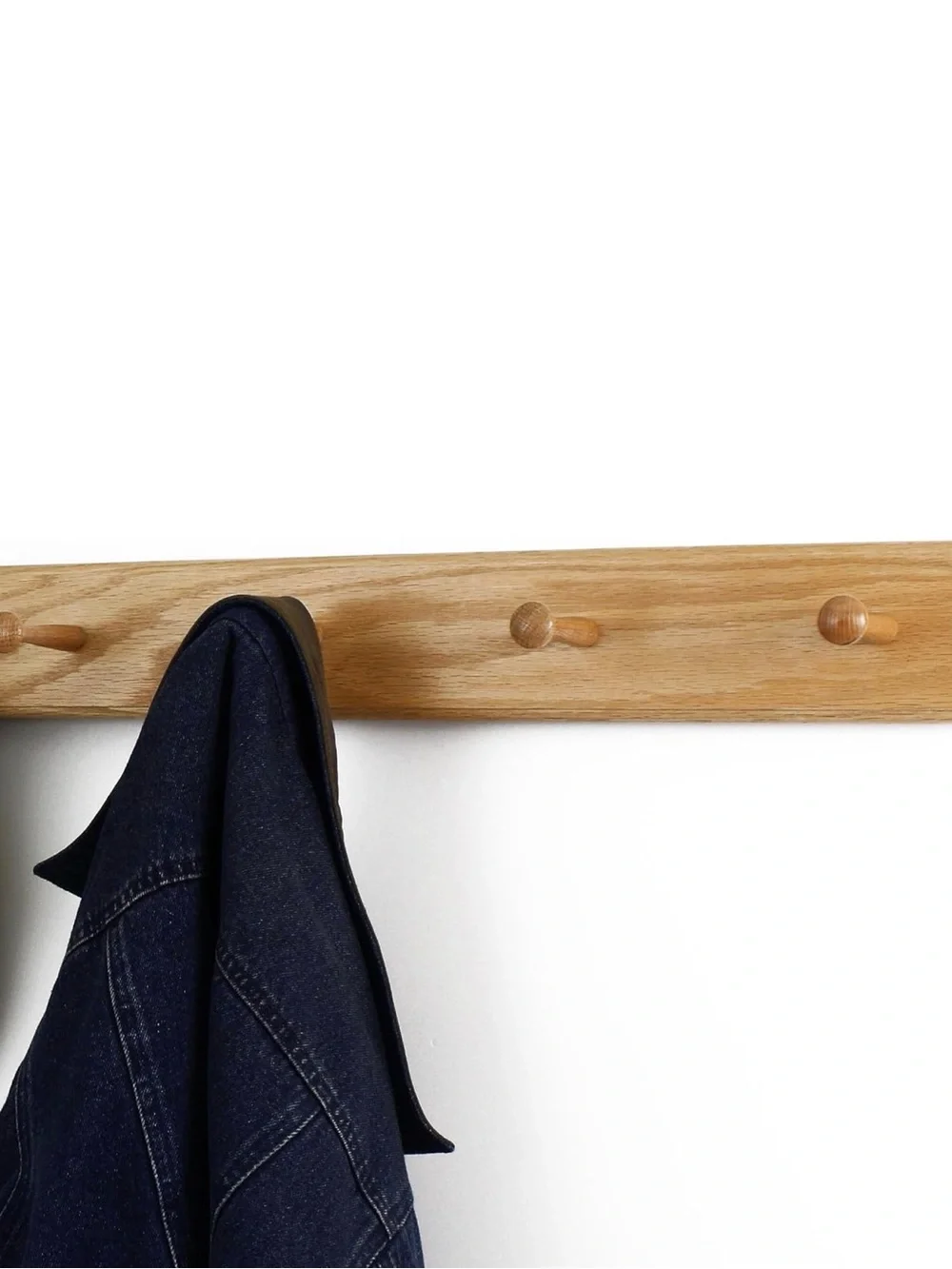 Natural Wood Wall Peg Rail - 4 Hook